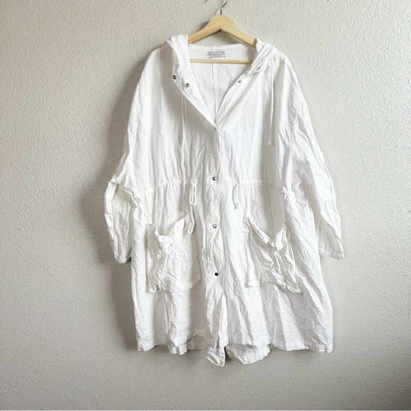 Urban Outfitters Emma Anorak Jacket White Oversized Linen Blend Medium-Large - Picture 2 of 11